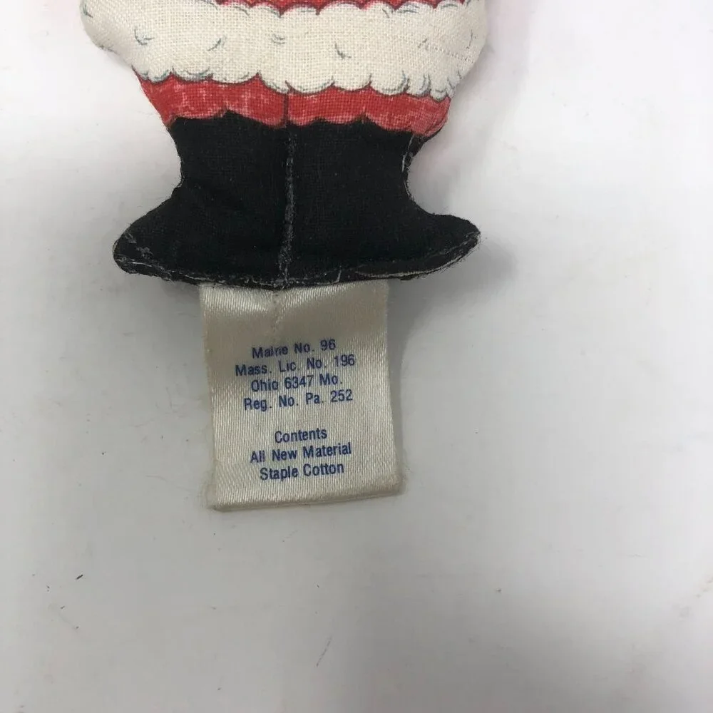 Vintage Hallmark Santa Claus Hanging Ornament Bell Red White Staple Cotton